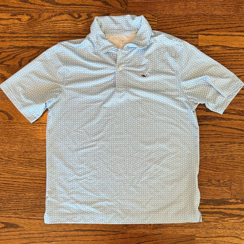 Vineyard Vines boys Blue Polo with baseballs